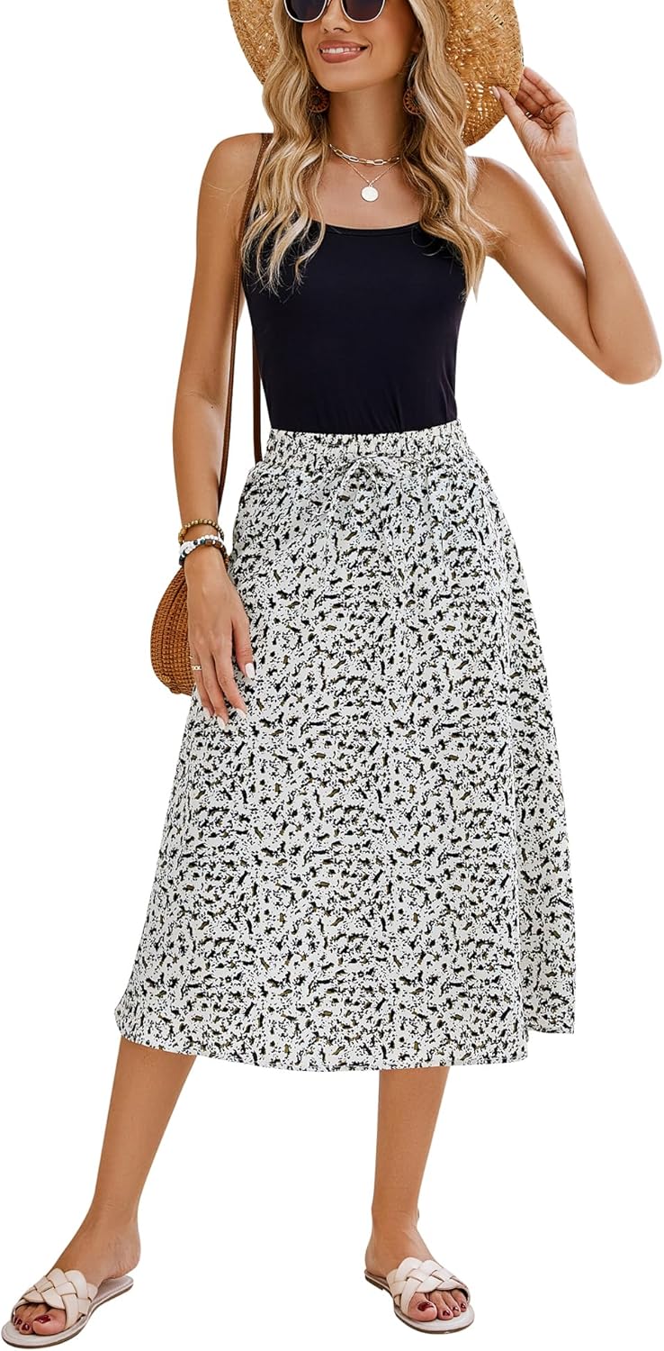 Women Floral Print Midi Skirt Summer